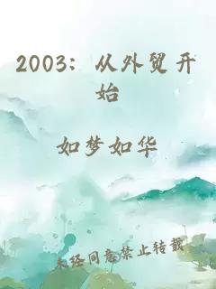 2003：从外贸开始